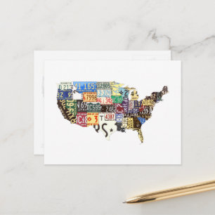 USA license plates vintage Postcard