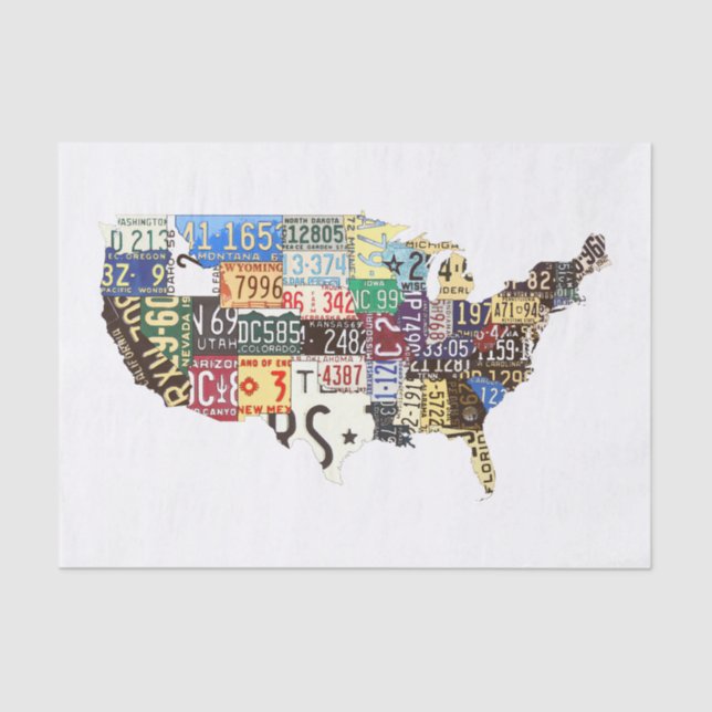 USA license plates vintage Tissue Paper (Front)