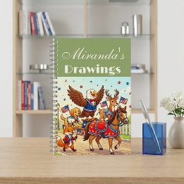 USA Little Patriots Brigade Baby Animals Drawings Notebook