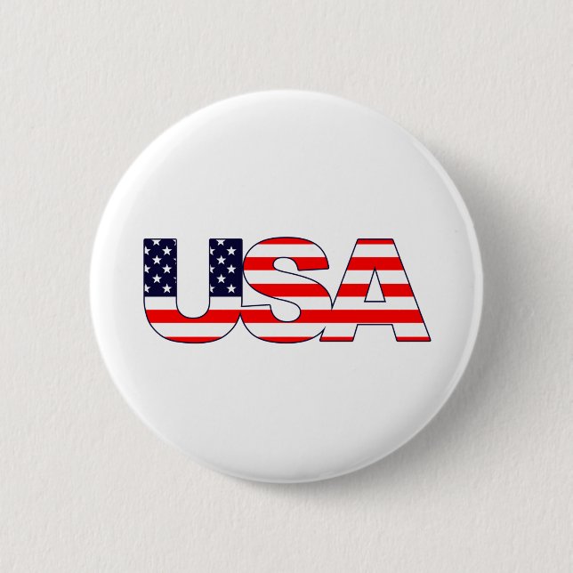 USA Logo Initials with American flag 2 Inch Round Button (Front)