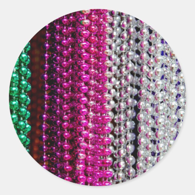 USA, Louisiana, New Orleans. Mardi Gras Beads Classic Round Sticker (Front)