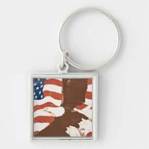 USA, Louisiana, Port Allen. Patriotic mural Keychain
