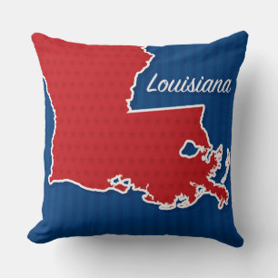 USA Louisiana State Patriotic Stars Stripes Map Throw Pillow