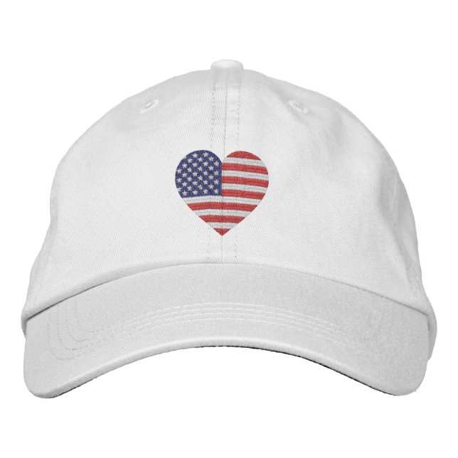 USA Love Heart Flag Embroidered Hat (Front)