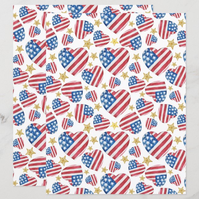 USA Love Scrapbook Paper (Front/Back)