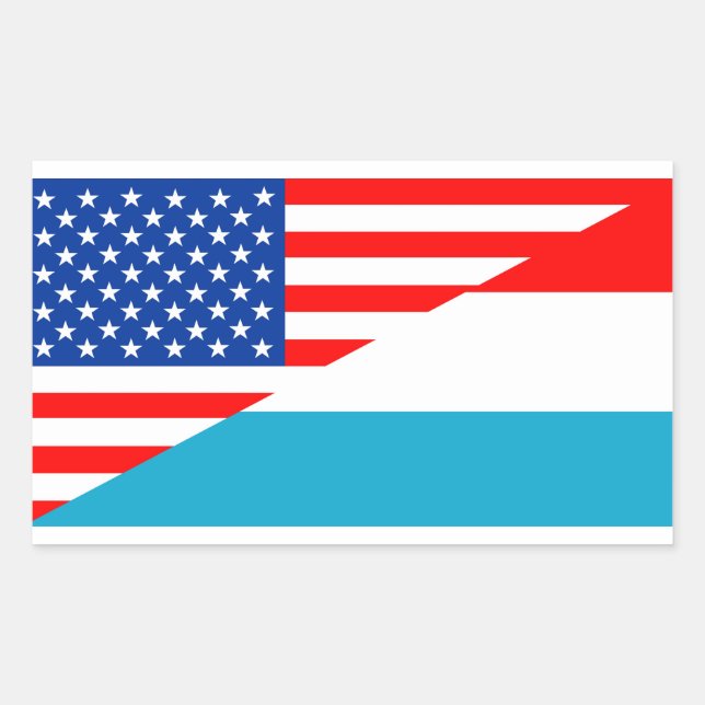 usa luxembourg country half flag america symbol sticker (Front)