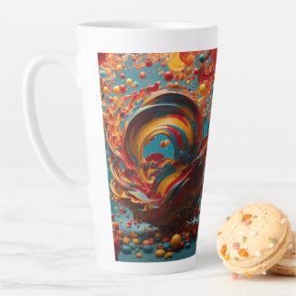 USA-Made Large Latte Mug. Colourful Ceramic Cup. Mug