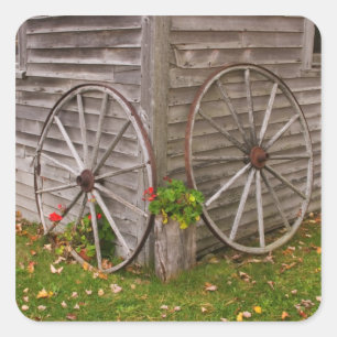 USA, Main. Wagon Wheels Square Sticker
