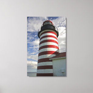 USA, Maine, Lubec. West Quoddy Head LIghthouse Canvas Print