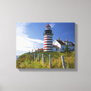 USA, Maine, Lubec. West Quoddy Head Lighthouse Canvas Print