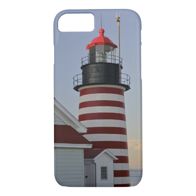 USA, Maine, Lubec. West Quoddy Head Lighthouse, Case-Mate iPhone Case (Back)