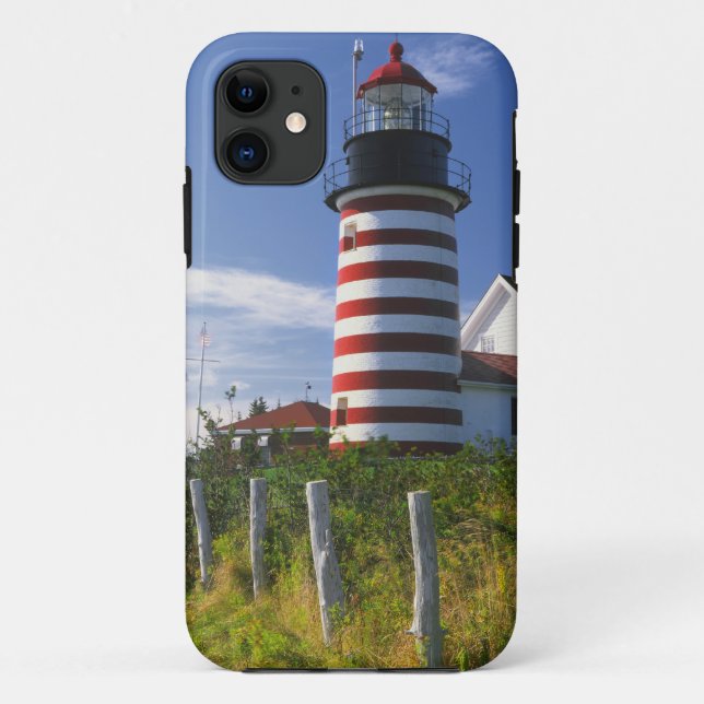 USA, Maine, Lubec. West Quoddy Head Lighthouse Case-Mate iPhone Case (Back)