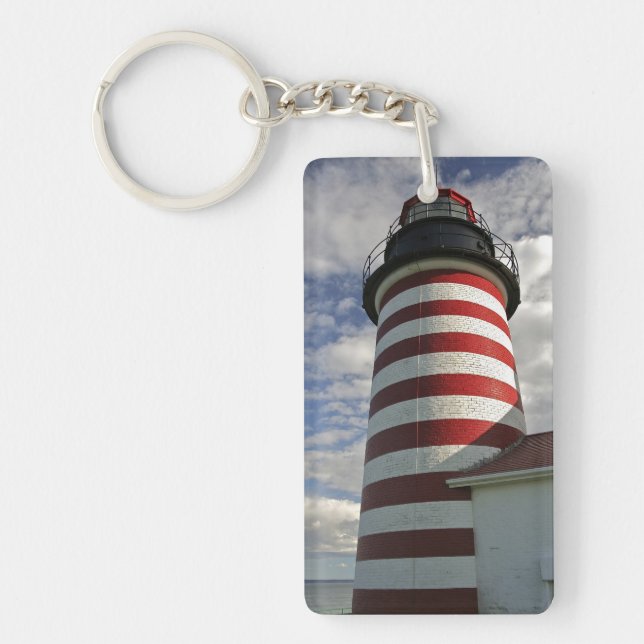 USA, Maine, Lubec. West Quoddy Head LIghthouse Keychain (Front)