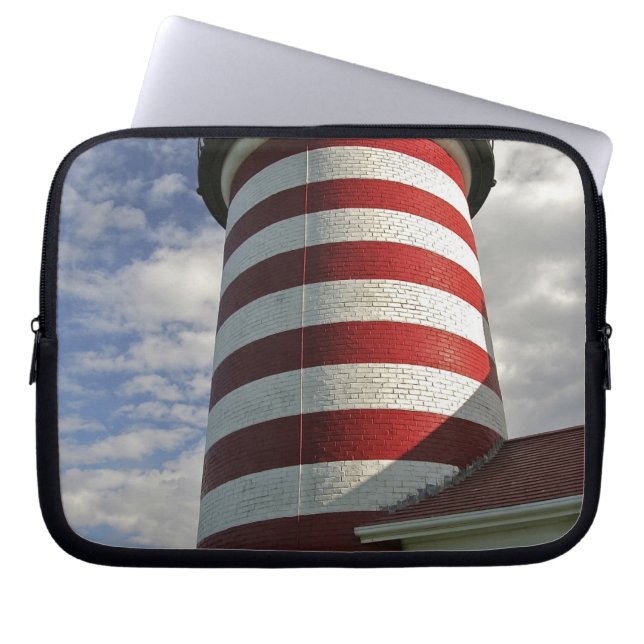 USA, Maine, Lubec. West Quoddy Head LIghthouse Laptop Sleeve (Front)