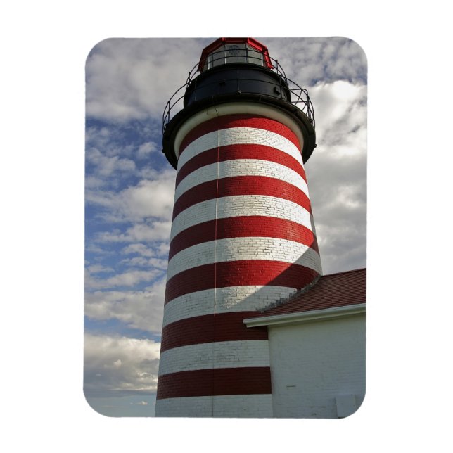 USA, Maine, Lubec. West Quoddy Head LIghthouse Magnet (Vertical)