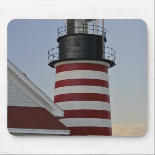 USA, Maine, Lubec. West Quoddy Head Lighthouse, Mouse Pad