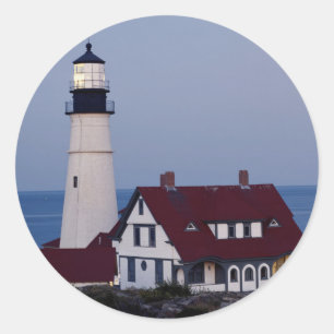 USA, Maine, Portland, Cape Elizabeth, Lighthouse Classic Round Sticker