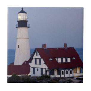 USA, Maine, Portland, Cape Elizabeth, Lighthouse Tile