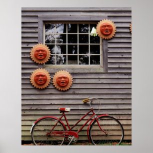 USA, Maine, Wiscasset, Sun Masks And Bicycle Poster