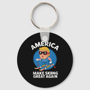 Usa Make Skiing Great Again Donald Trump Apres Ski Keychain