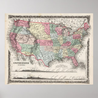 USA Map 1859 (37"X30")USA Map 1859 37X30 Poster