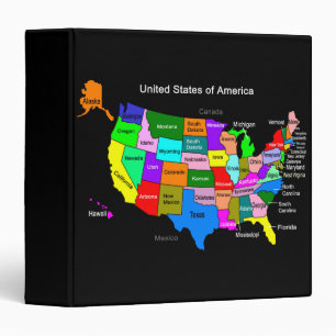USA Map 3 Ring Binder