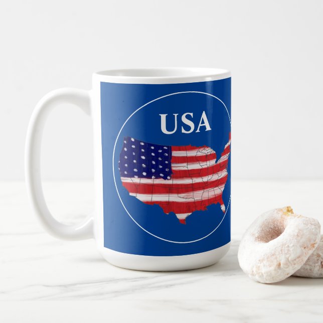 USA Map And Flag    Coffee Mug (With Donut)