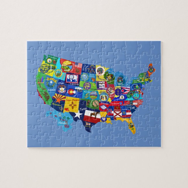 USA MAP avec drapeaux puzzle puzzle puzzle (Horizontal)