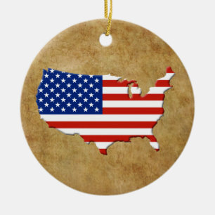 USA map Ceramic Ornament