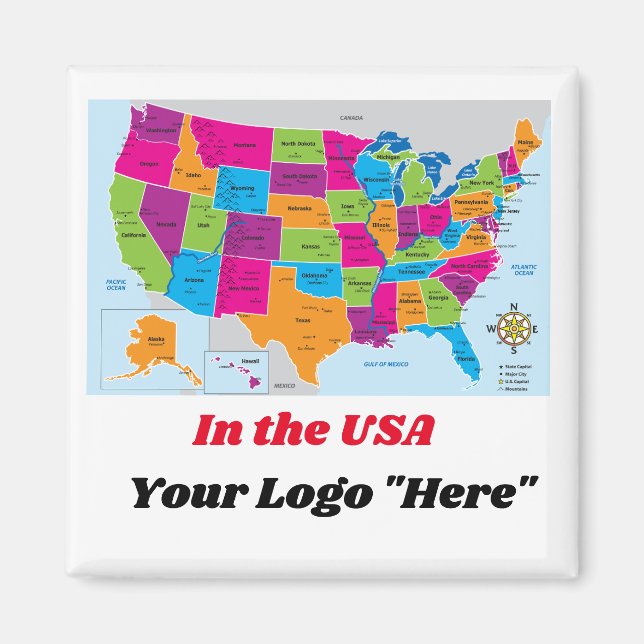 USA Map Design Magnet (Front)