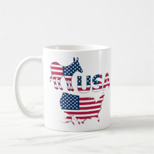 USA Map Flag Democratic Party Donkey Political  Coffee Mug