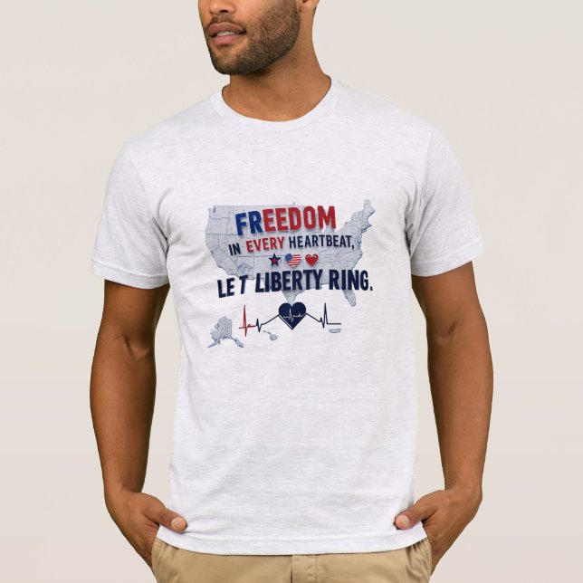 USA Map Freedom Heartbeat Tee – Bella+Canvas Short (Front)
