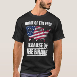 Usa Map Home Of The Free Because Of The Brave Amer T-Shirt
