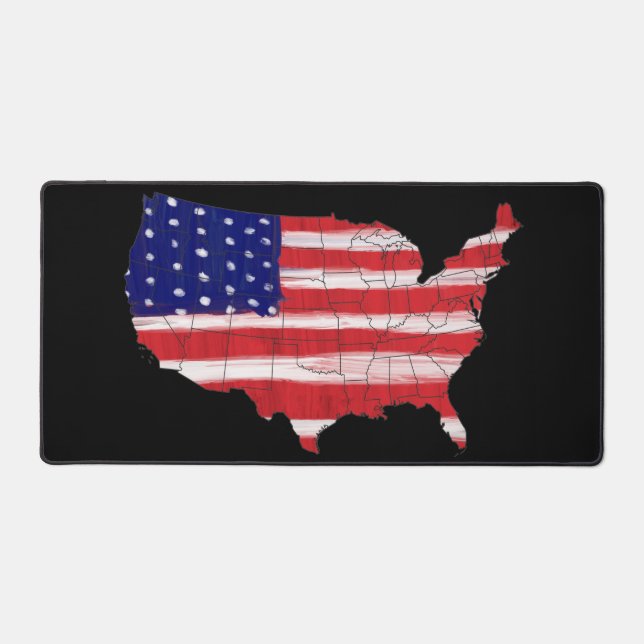 USA Map In Flag Colours Desk Mat (Front)