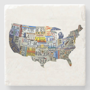 USA Map Marble Coaster