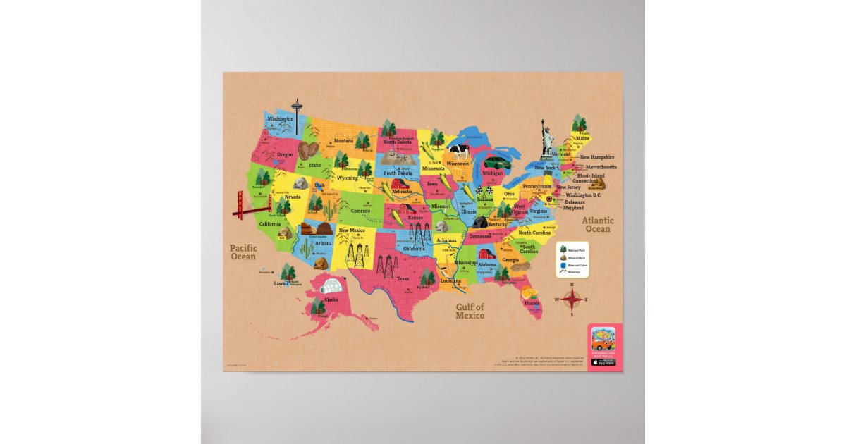 USA map of the United States of America poster | Zazzle