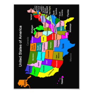 USA Map Photo Print