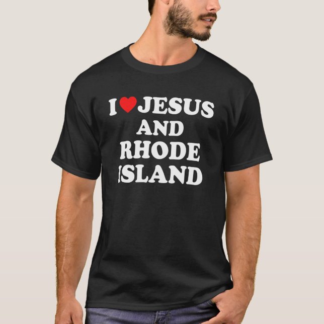 Usa Map Proud Christian  I Love Jesus And Rhode Is T-Shirt (Front)