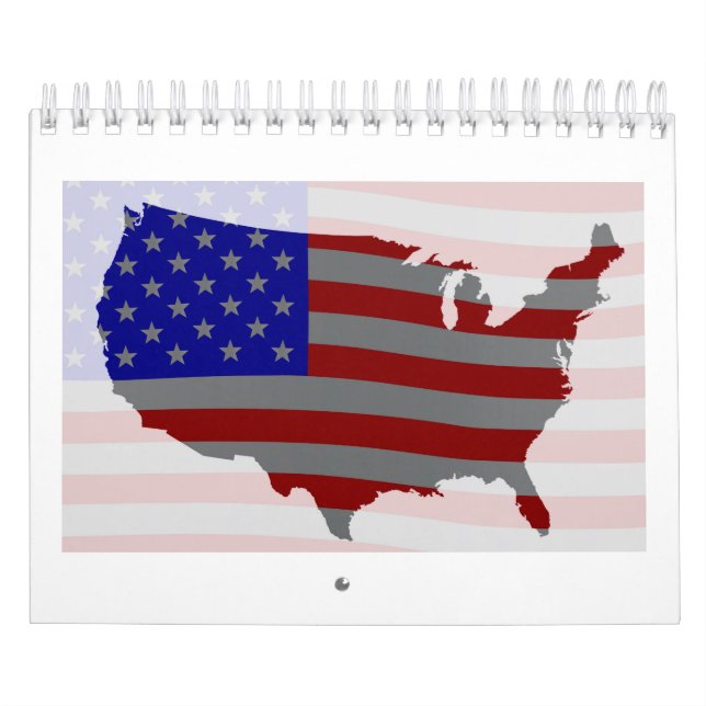 USA Map Silhouette And Flag Calendar (Cover)