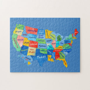 USA MAP watercolor artwork jigsaw puzzle