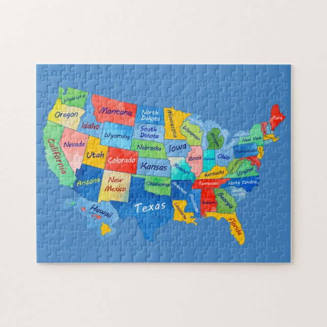 USA MAP watercolor artwork jigsaw puzzle (Horizontal)