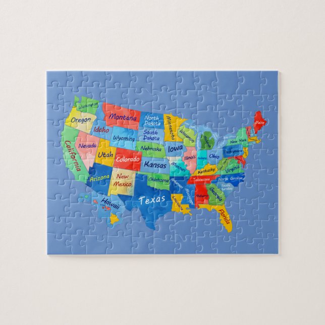 USA MAP watercolor artwork jigsaw puzzle (Horizontal)