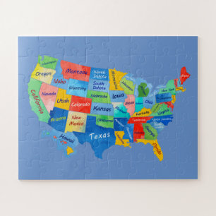 USA MAP watercolor artwork jigsaw puzzle