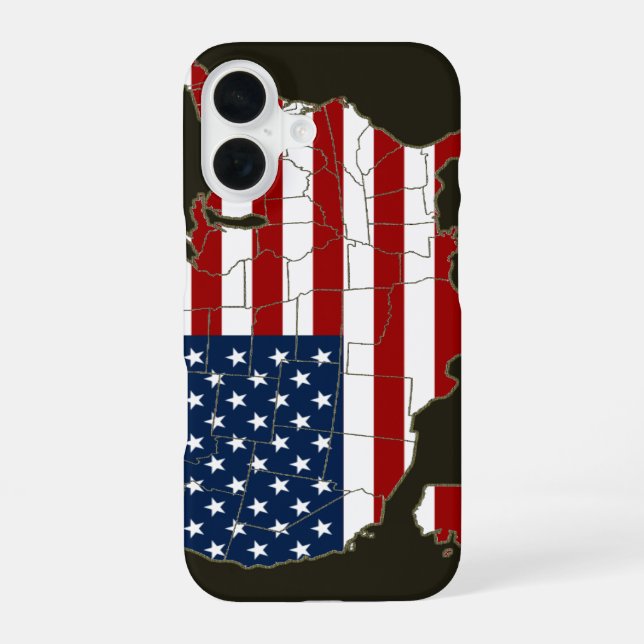 USA map with american flag iPhone 16 Case (Back)
