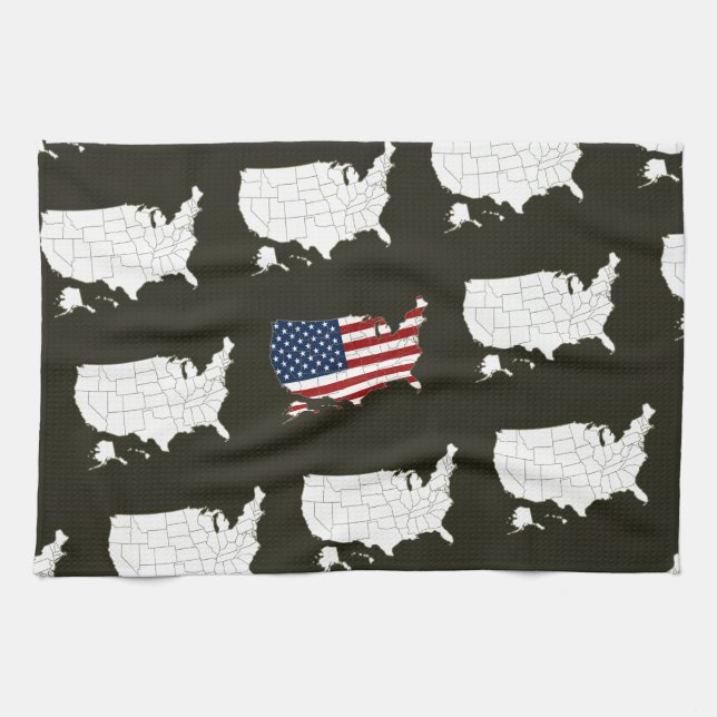 USA map with american flag Kitchen Towel (Horizontal)