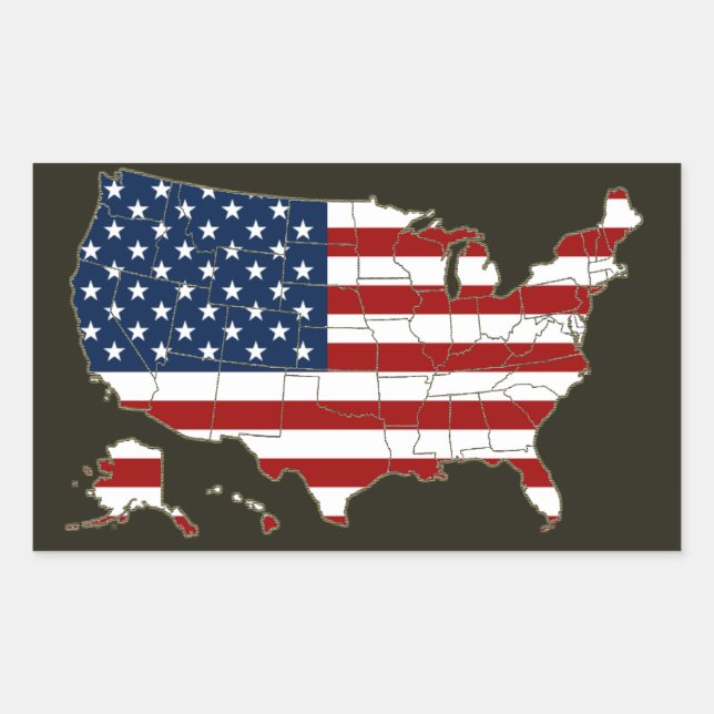 USA Map with american flag Sticker (Front)