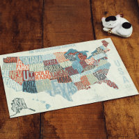 USA Map with States in Words