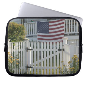 USA, Massachusettes, Gloucester: Patriotic Fence Laptop Sleeve