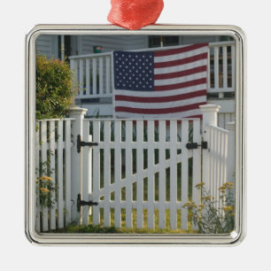 USA, Massachusettes, Gloucester: Patriotic Fence Metal Ornament