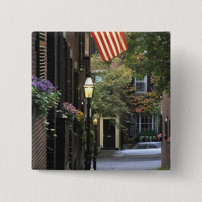 USA, Massachusetts, Boston, Beacon Hill. 2 Inch Square Button (Front)